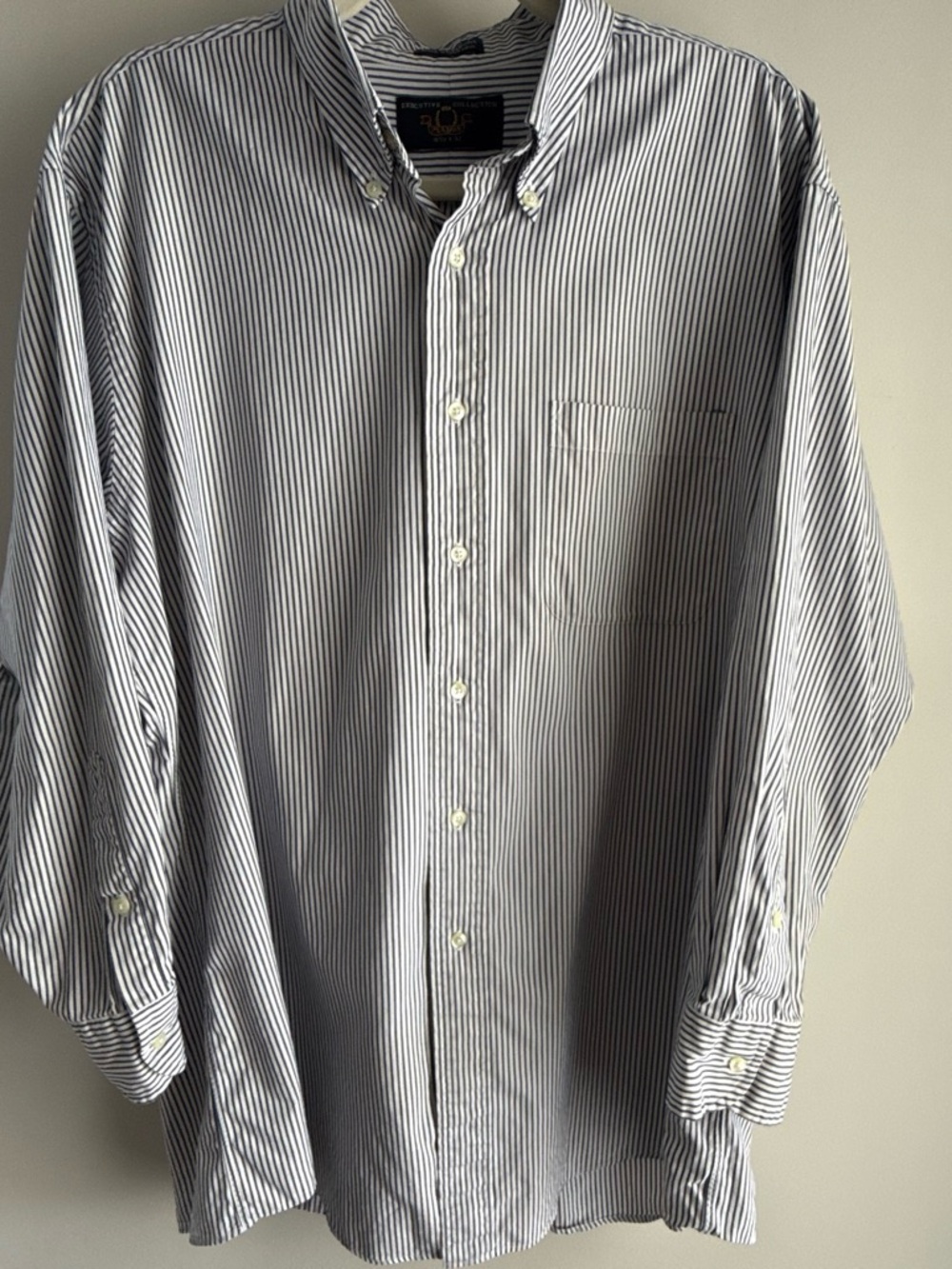 Men's Button-Down Dress Shirt in Blue and White Stripe